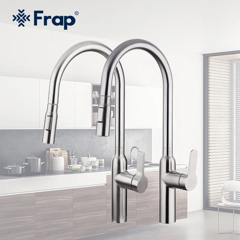 

Frap , Кран для кухни , Выдвижной кран из нержавеющей стали , Матовый кран , 2-режимный выпускной носик , Кран с другой ручкой , Torneira