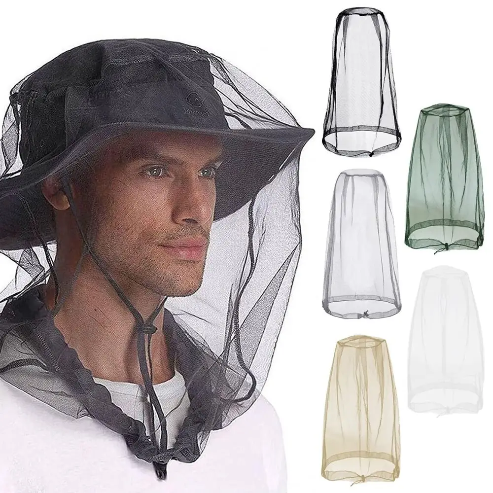 Breathable Mesh Mosquito Head Nets Lightweight Hat Net Cover Outdoor Camping Fishing Anti-mosquito Cover Insect-Proof Hat