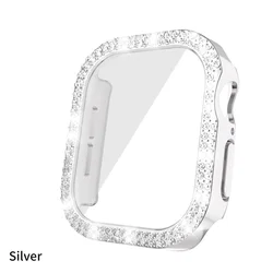 Luxury Bling Crystal Glass Watch Case with Screen Protector for serise 10 42mm (Silver)