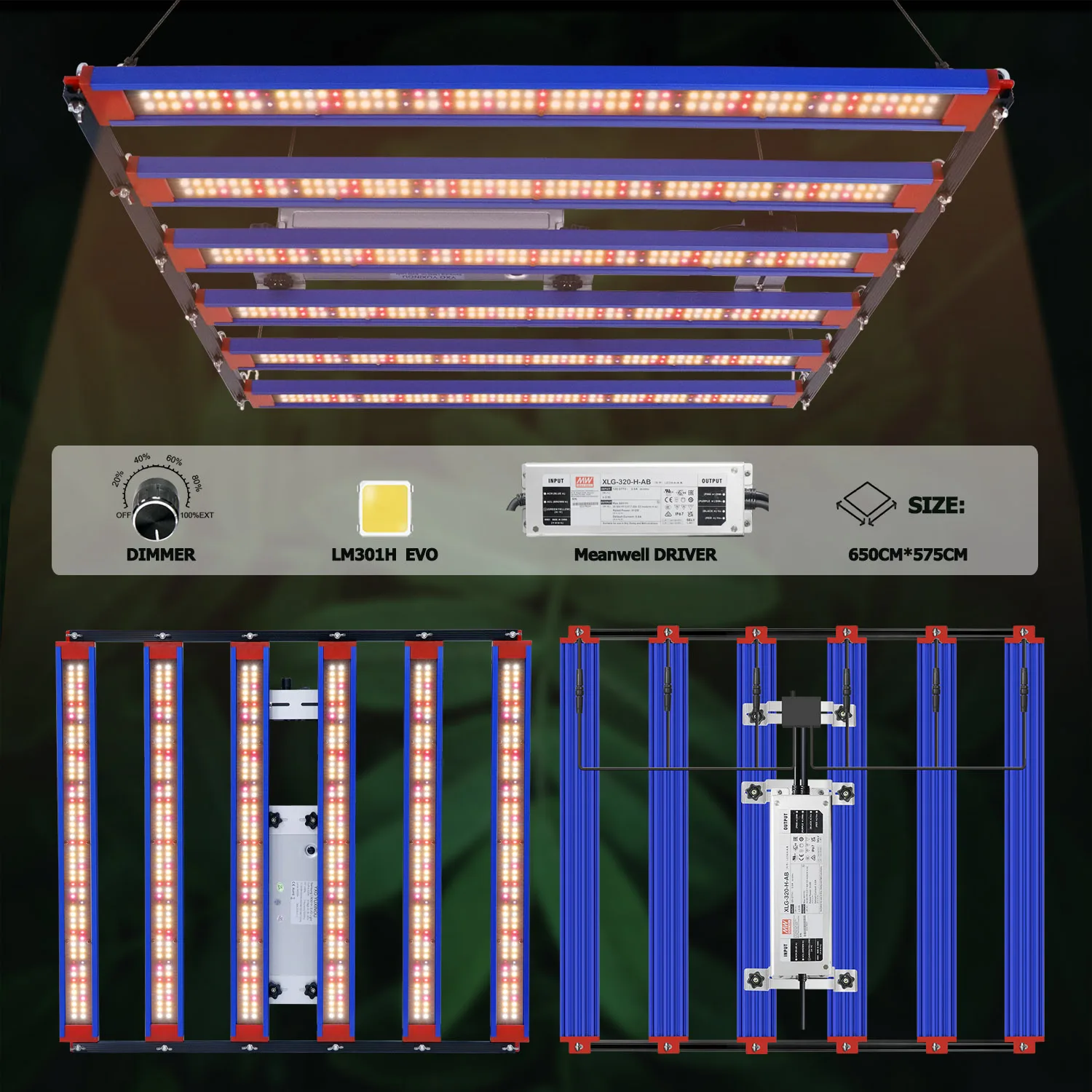 240W 320W 650W 1000W 1200W LED-Pflanzenwachstumslampe, dimmbar, geeignet für Zimmerpflanzen im Hydrokulturverfahren. – Detail 7