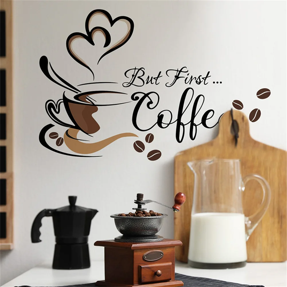 Coffee Cup Wall Stickers Self-adhesive Wall Decals Art Wallpaper Home Decoration For Cafe Kitchen Restaurant Living Room wall stickers