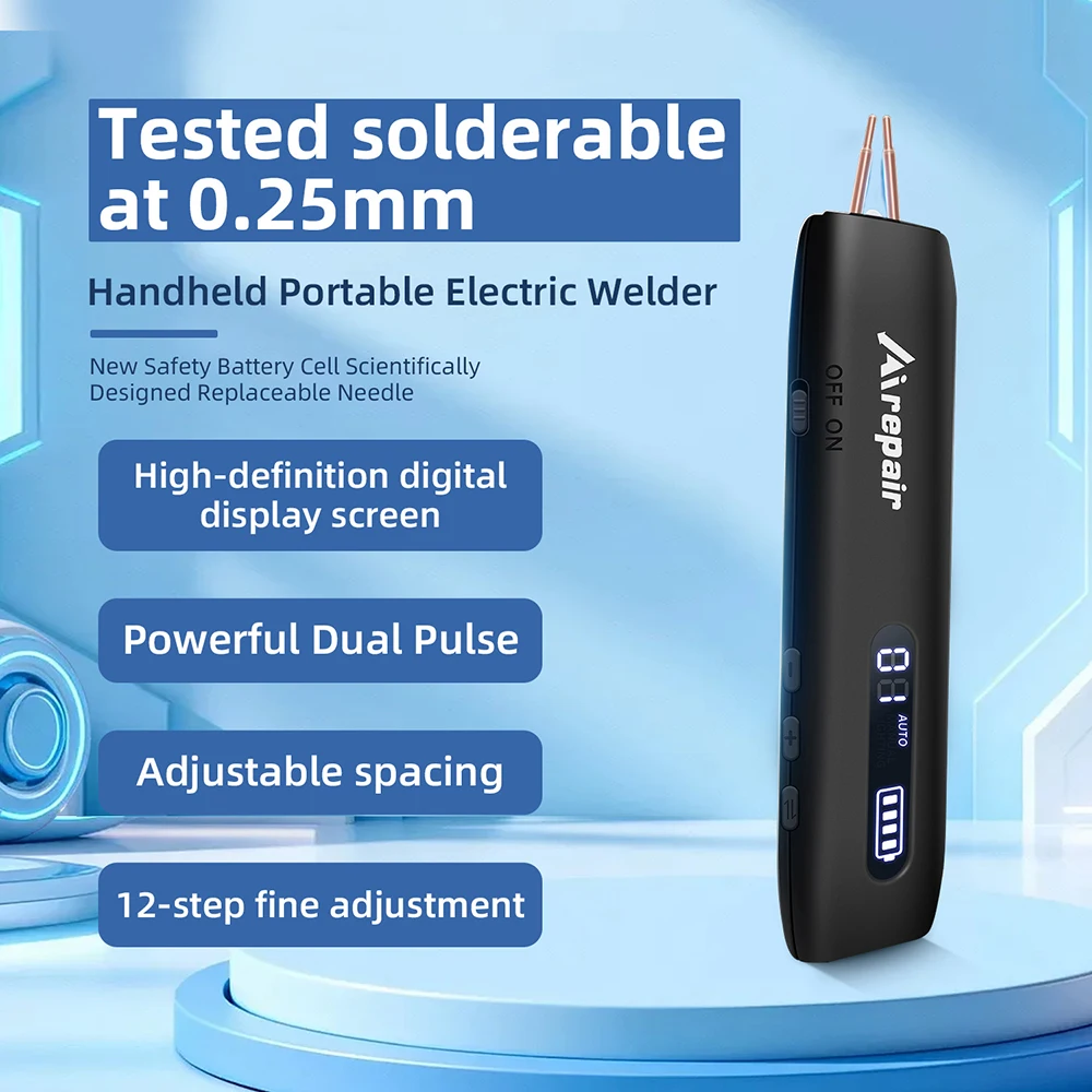 800A 12단 기어 휴대용 스팟 용접기, 휴대용 18650 배터리 용접기 DIY 키트 (LED 조명 포함), 휴대폰 배터리 수리용