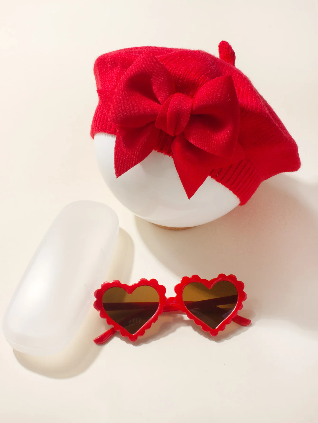 Baby Bow Hat + Heart Glasses set 1pc each Baby Beret Hat Painter's Hat Hair Accessories