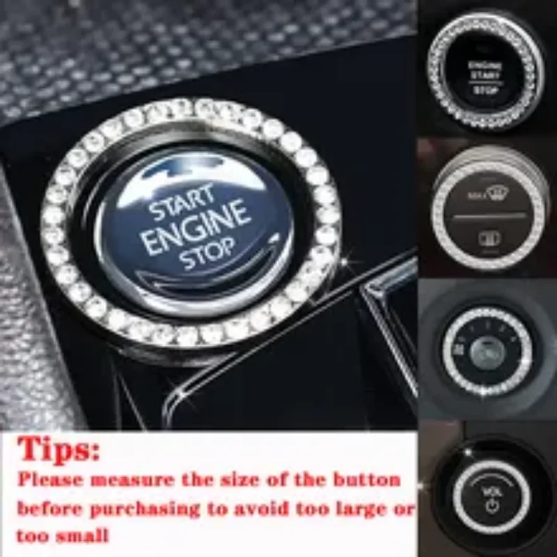 

Car One-Click Engine Start Stop Switch Button Cover Crystal Rhinestone Cover Protector Ring Hand-set Sticker Decoration