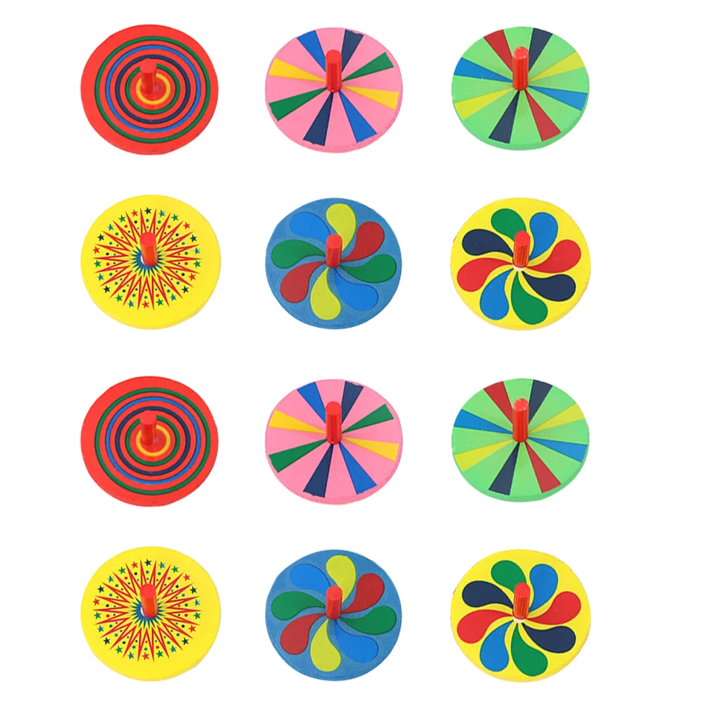 

12 PCS Classic Small Top Child Tops Kids Fine Motor Skills Toy Wooden Toys