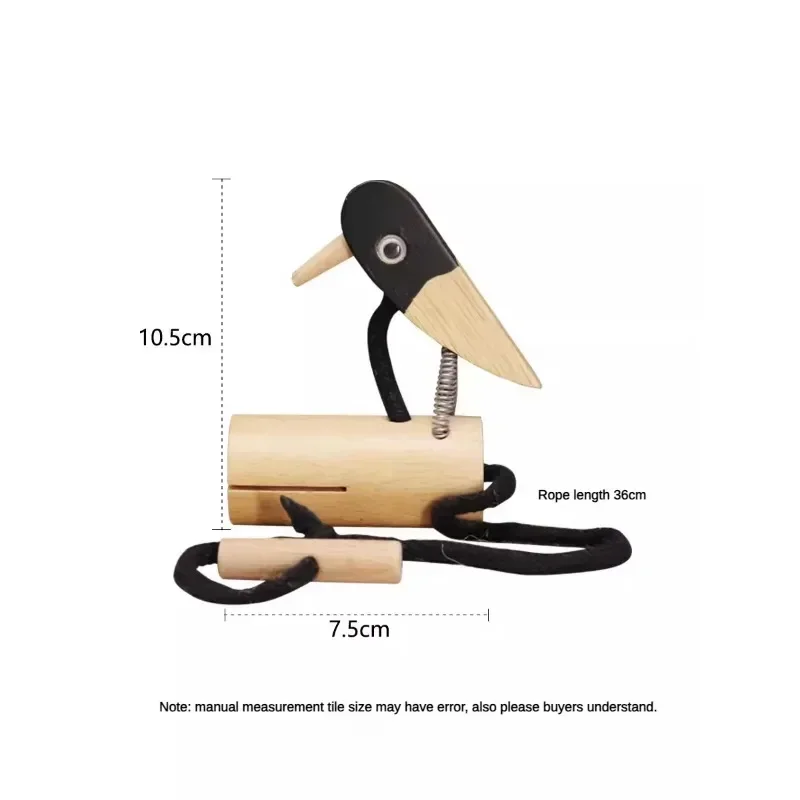 Wooden Woodpecker Sound Tube Pull Rope Kindergarten Crow Sounder Birdsong Sound Effect Musical Orff Percussion Instruments