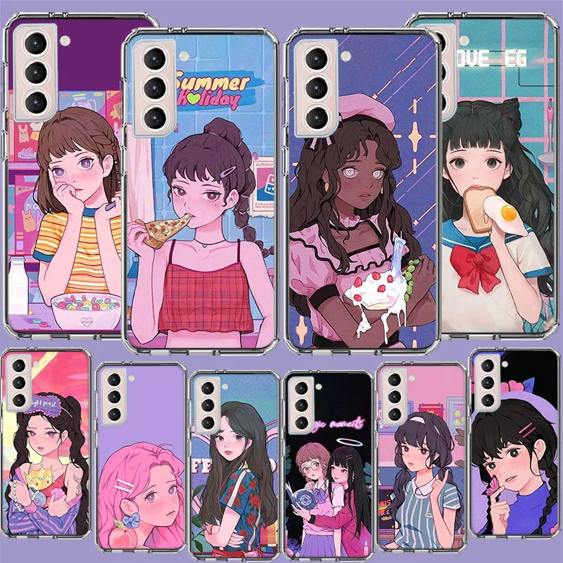 Custodia Per Telefono Kawaii Japanese Animation Sweet Girl Per Samsung A04 A04S A14 A24 A34 A54 Galaxy Note 20 Ultra 10 Lite 9 8 M52 M51 M3
