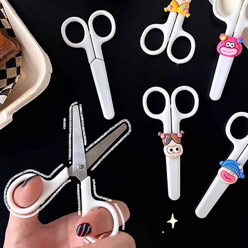 

Mini Cartoon Cute Scissor Ins Style Portable Stainless Steel Blade Cutter For Paper Handwork Stationery Office School Supplies