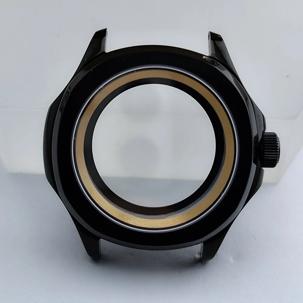 Black Steel Watch Case with Sapphire Glass and Chapter Ring, 39.5mm