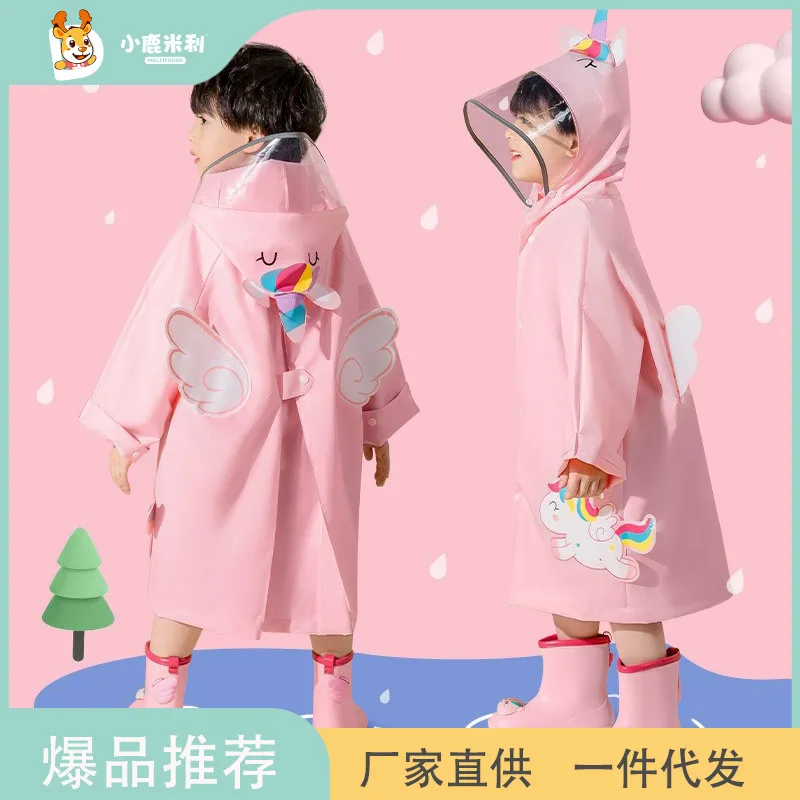 Millikin baby deer cartoon unicorn children's raincoat girls rabbit kindergarten cute poncho rain gear wholesale