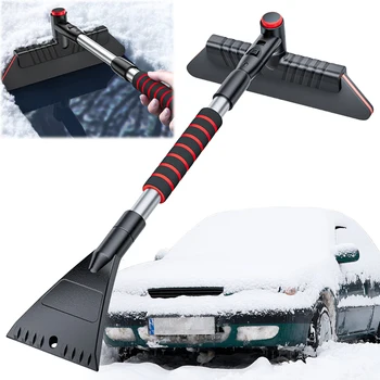 2 In 1 Car Snow Shovel Ergonomic Handle Retractable Snow Remover Front Windshield Ice Scraping Defrost Broom Car Accessories 1