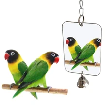 

Bird Toys Acrylic Mirrors with Bells Parrot Mirror Toy Hanging for Cage Suitable for Small Medium Birds Finch Canary