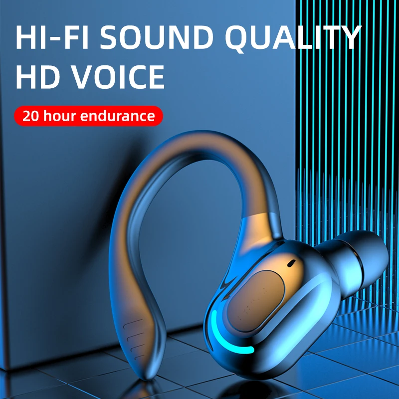 Waterproof Bluetooth 5.2 Wireless HiFi Earbuds with Mini Ear Hooks & Microphone
