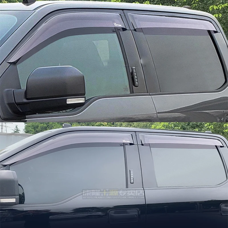 Extreme Online Store For 2009-2014 Ford F-150 Crew Cab | EOS Visors In-Channel Style Smoke Tinted Side Vents Window Deflectors Rain Guards - Foto 10