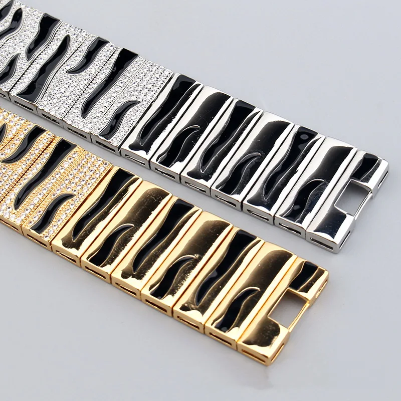 Europe America Fashion Style Wide Chain Bracelet Men Women Lady Plated Gold Settings Full Cubic Zircon Green Eyes Tiger Bangle 4