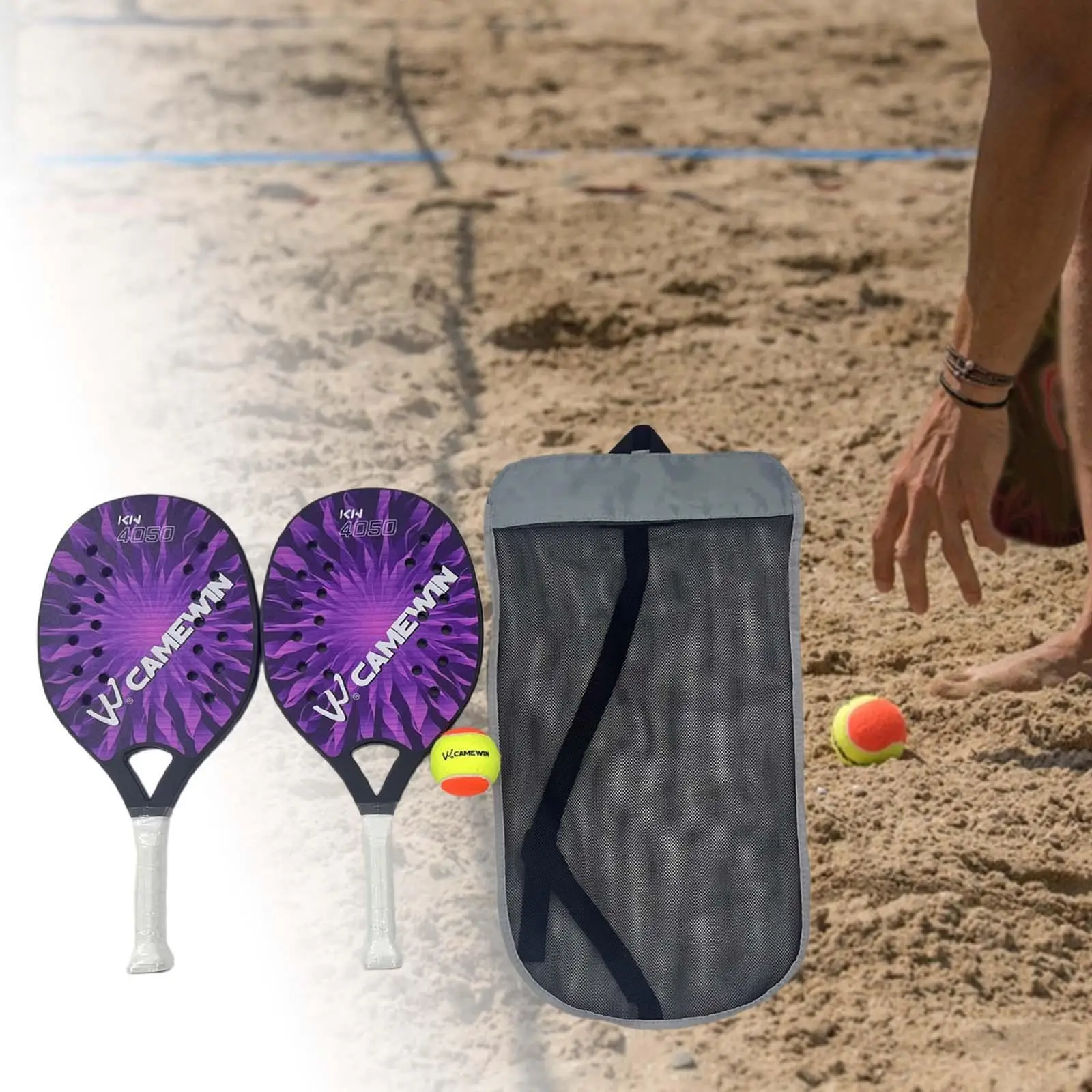 2x Beach Tennis Rackets Anti Slip Sweat Resistant Grip Portable Carbon Fiber 2x Beach Tennis Rackets Anti Slip Sweat Resistant Grip Portable Carbon Fiber