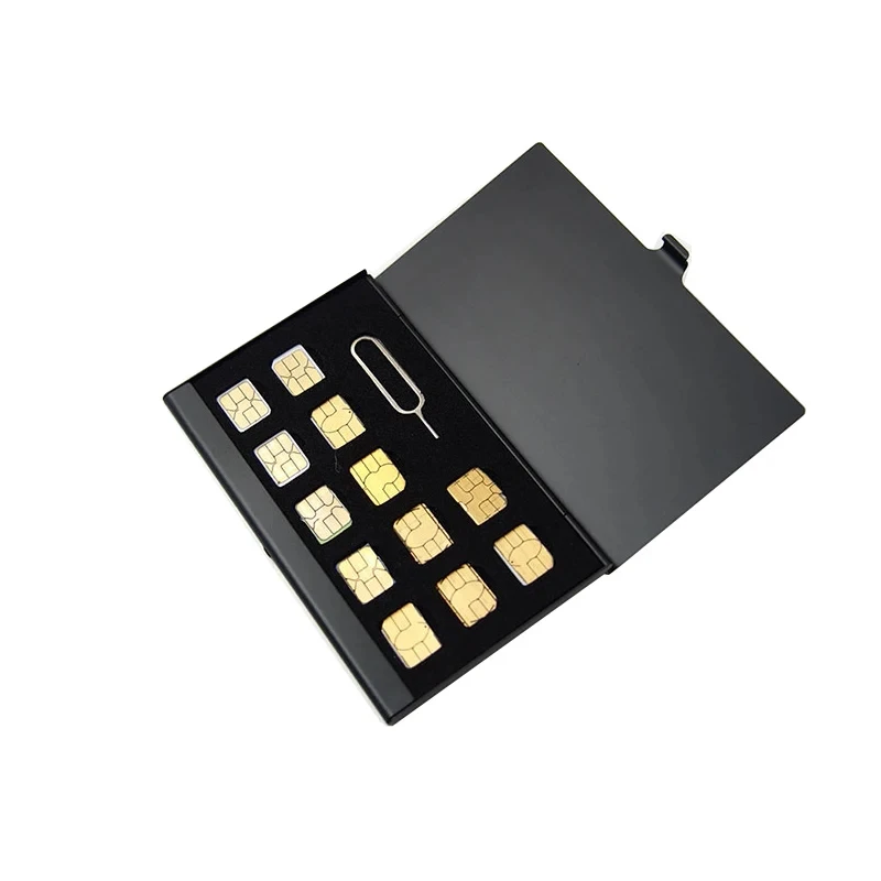 Aluminum Storage Box for Nano SIM Card And pin iphone card holder,digital accessories storage bag
