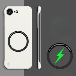 Frameless Shockproof Matte Thin Phone Case with MagSafe Compatibility for iPhone SE 4 (White)