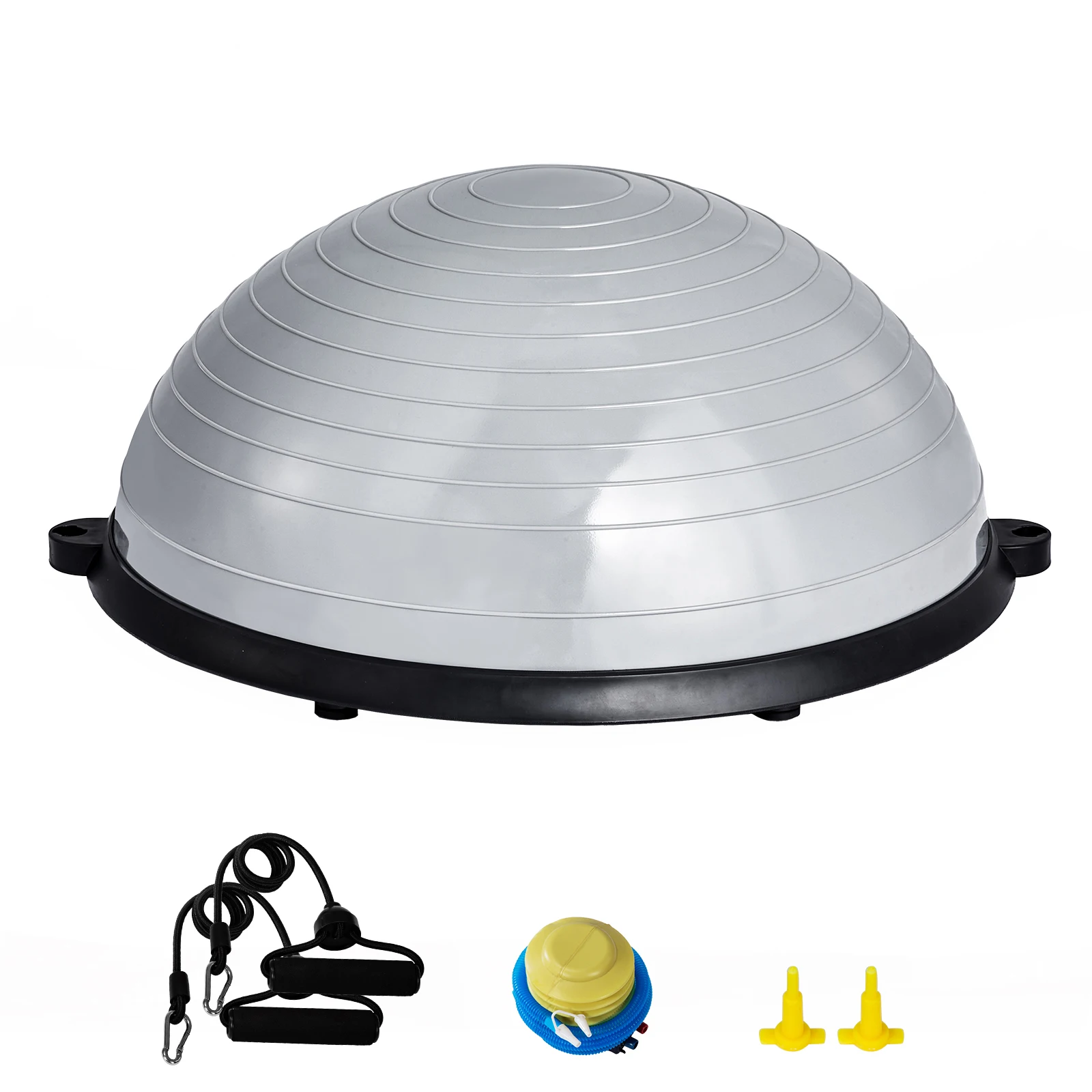 PVC Half Exercise Balance Ball Trainer with Resistance Bands