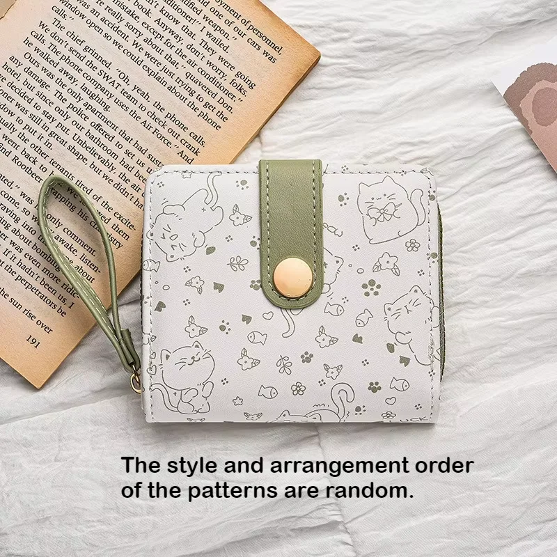 Cute Cat Cartoon Coin Purse - Girls' Large Capacity PU Leather Wallet with ID Card Holder