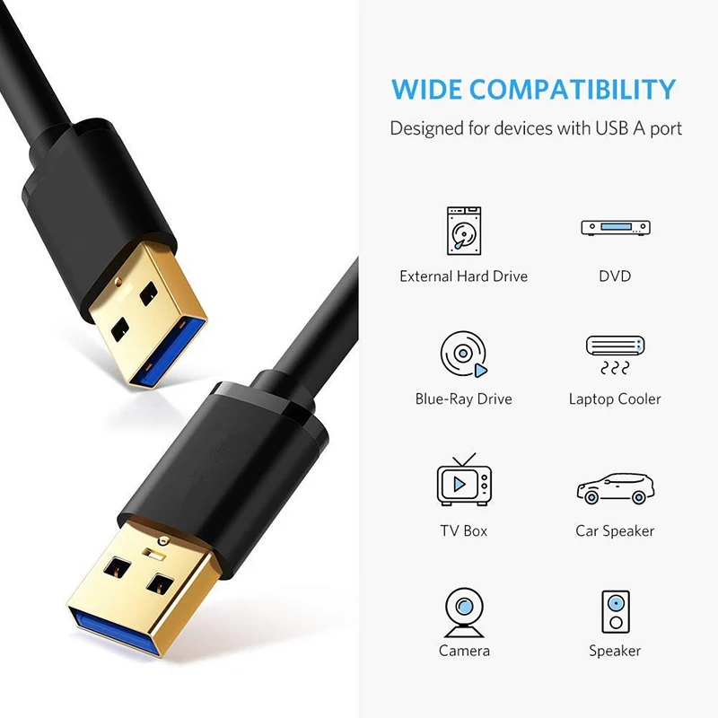 USB 3.0 5Gbps Fast Transfer Extension Cable Male to Male USB3.0 2.0 Extender for Radiator Hard Disk Webcom Camera USB Data Cable