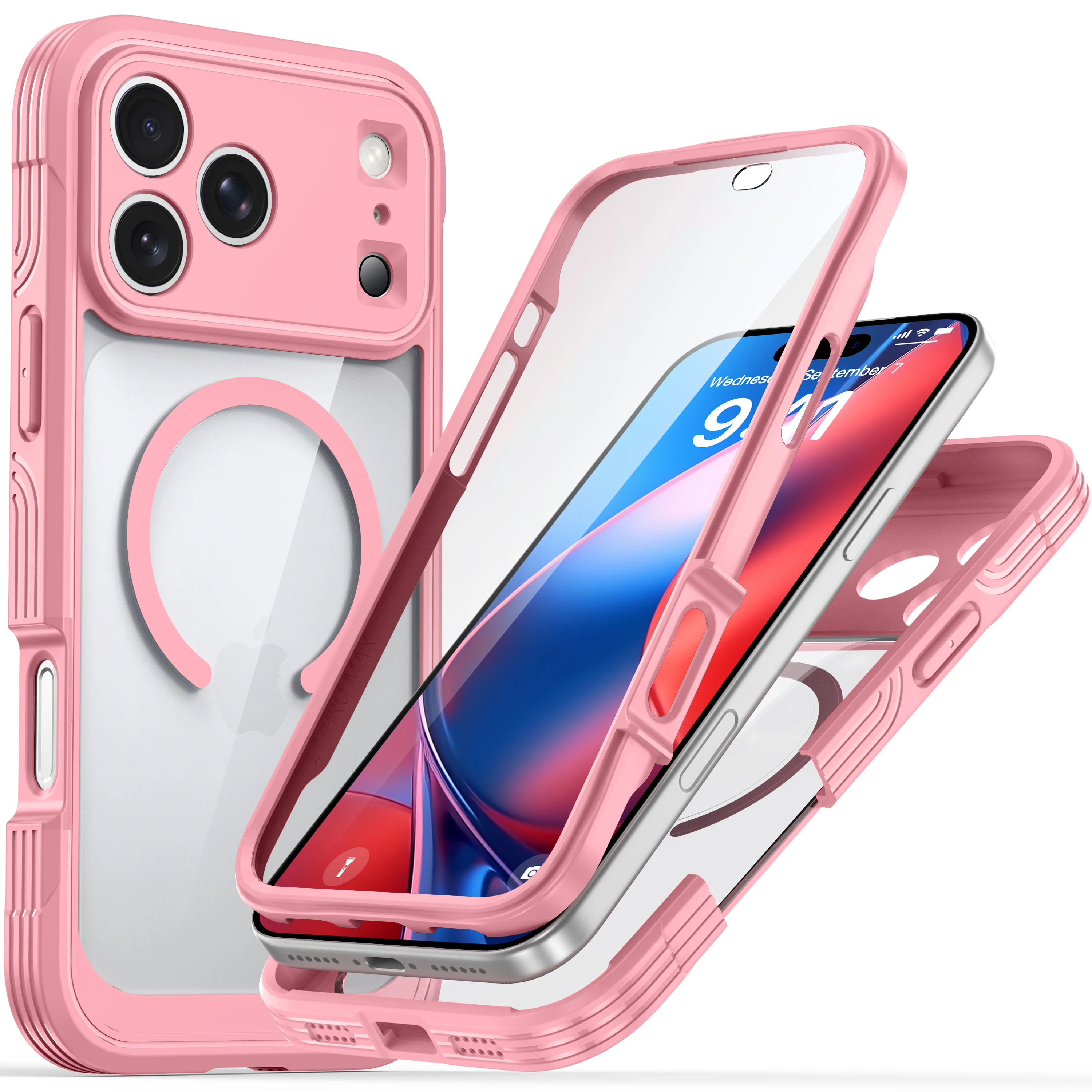 Clear Magnetic Shockproof & Dropproof Case with Screen Protector - Hard Front & Back Protection Cover
