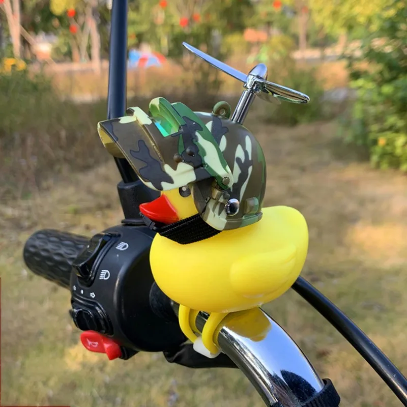 Niedliche Ente Fahrradklingel mit Propellerhelm Fahrradhupe Armaturenbrett Ornament Motorrad Fahrrad Gummi Ente Auto Armaturenbrett Dekoration – Detail 2
