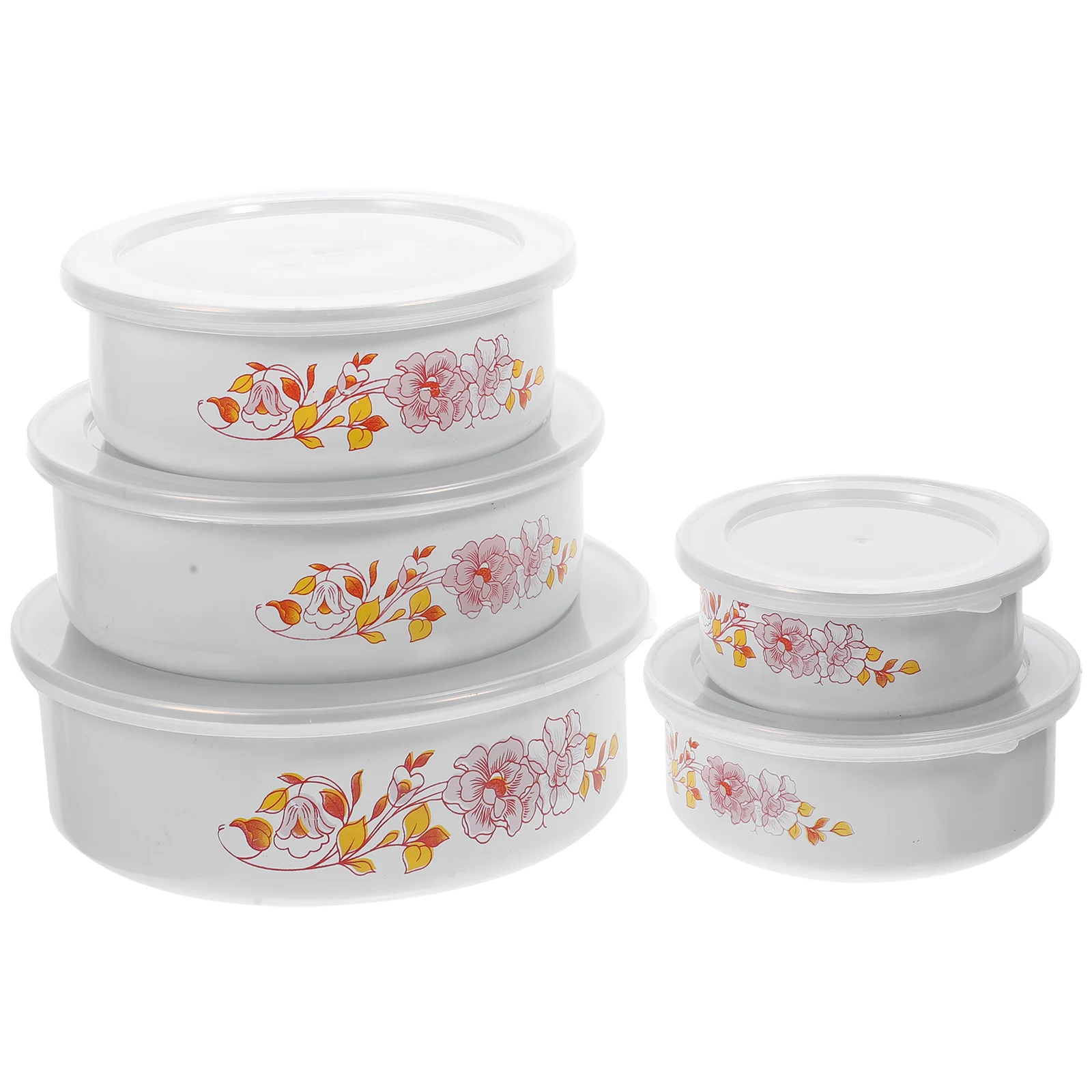 

Enamel Bowls Lids 5Pcs Nesting Storage Bowls Vintage Pasta Noodles Bowl Salad Mixing Bowl Prep Bowls Refrigerator Preservation
