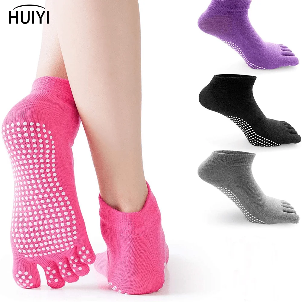 Yoga Toe Socks with Grips Pilates Women Toeless Socks for for Pilates Barre Fitness Non-slip Socks