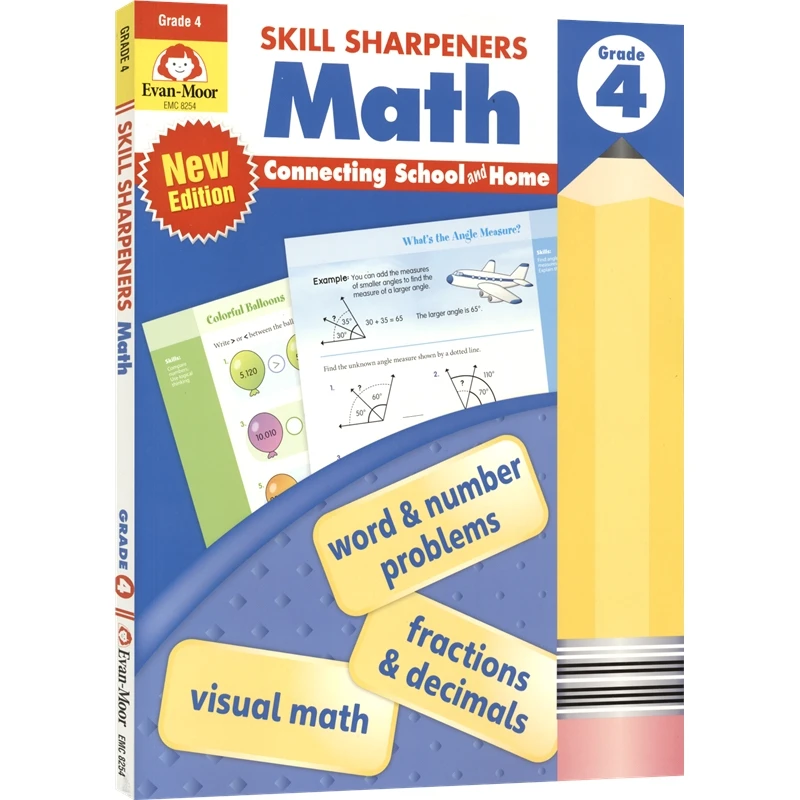 

Evan-Moor Skill Sharpeners: Math, Grade 4, Children's books aged 7 8 9 10 English Word Handwriting Workbook books 9781629389899