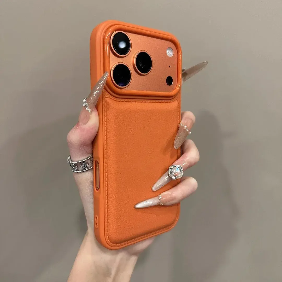 Korean Ins Pink White and Blue Bulge Leather Phone Case - Y2K Shockproof Cover
