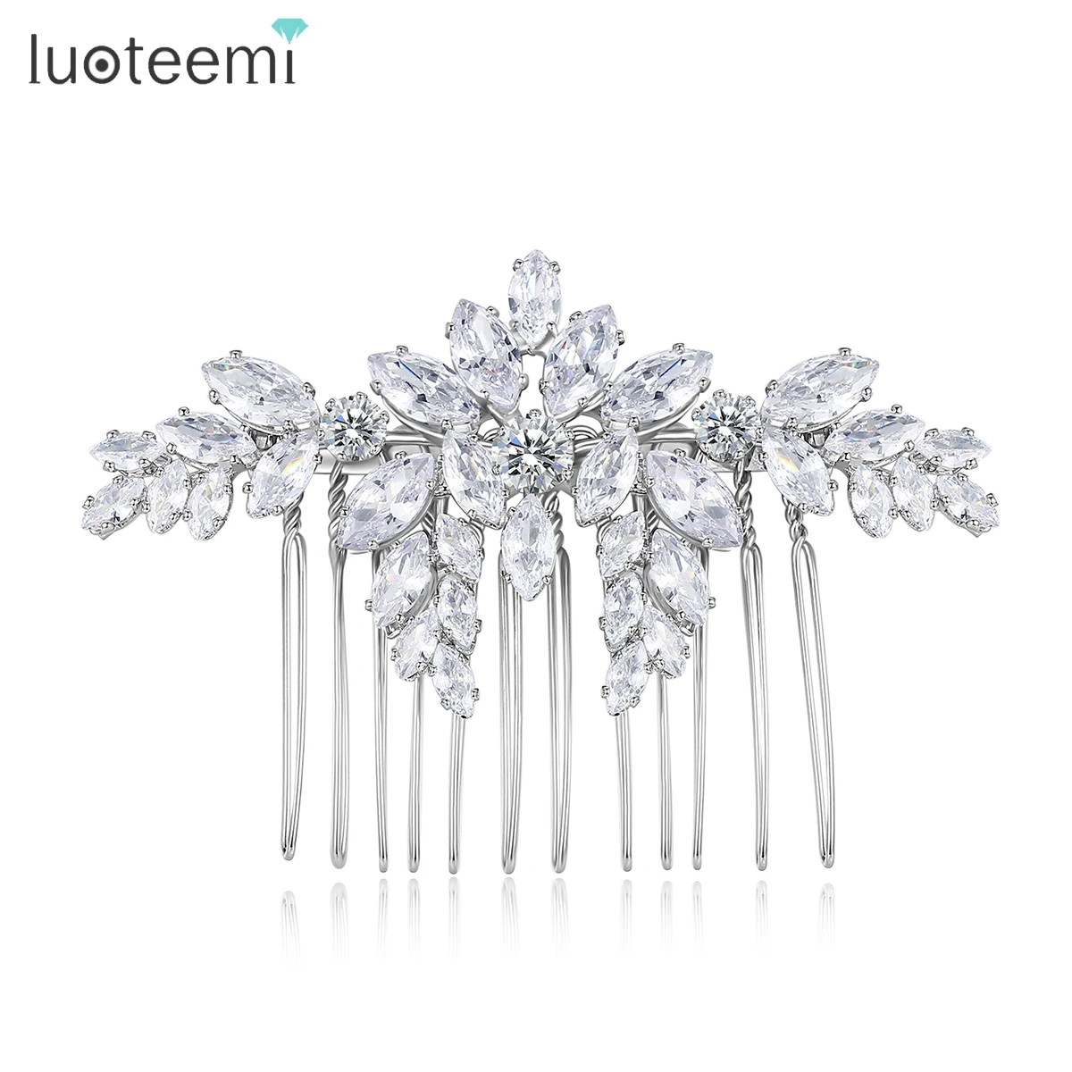 

LUOTEEMI Elegant Sparkling Cubic Zirconia Haircomb for Women Wedding Bridal Accessories Headdresses for Bride Hair Jewelry