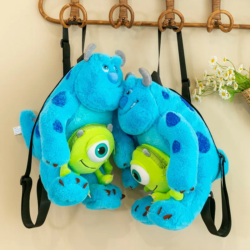 

MINISO Disney Cartoon Monsters University Sullivan Doll Plush Backpack Bag Versatile Cartoon Blue Fur Monster Big Eyed Backpack