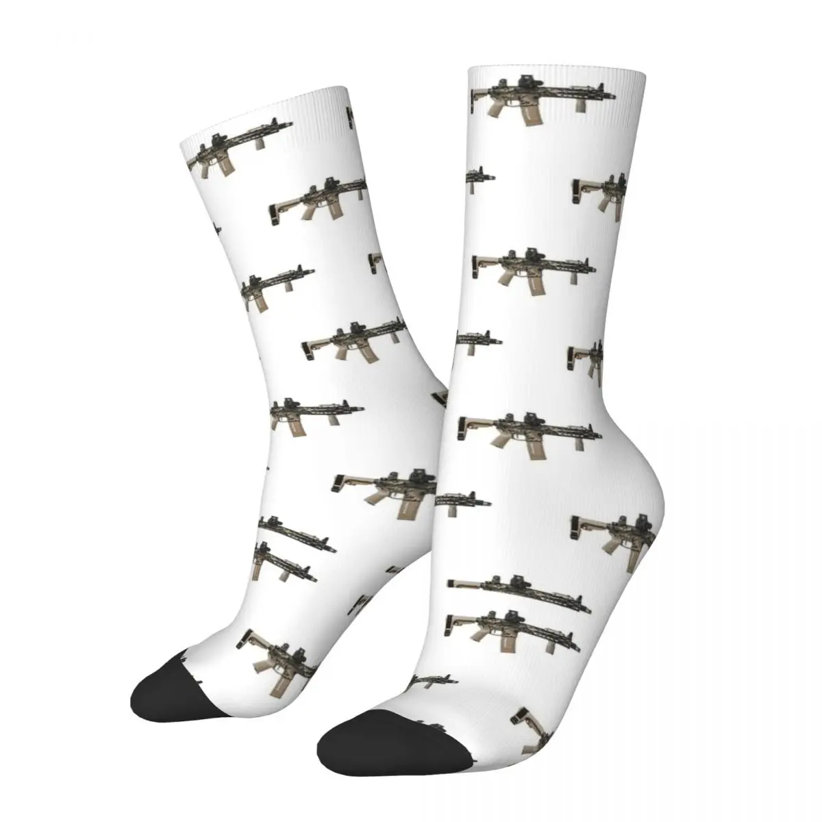 

Men's AR-15 Tan Camo Gun Socks Super Soft Fashion Socks Harajuku Merch Middle TubeCrew Socks Amazing Gift