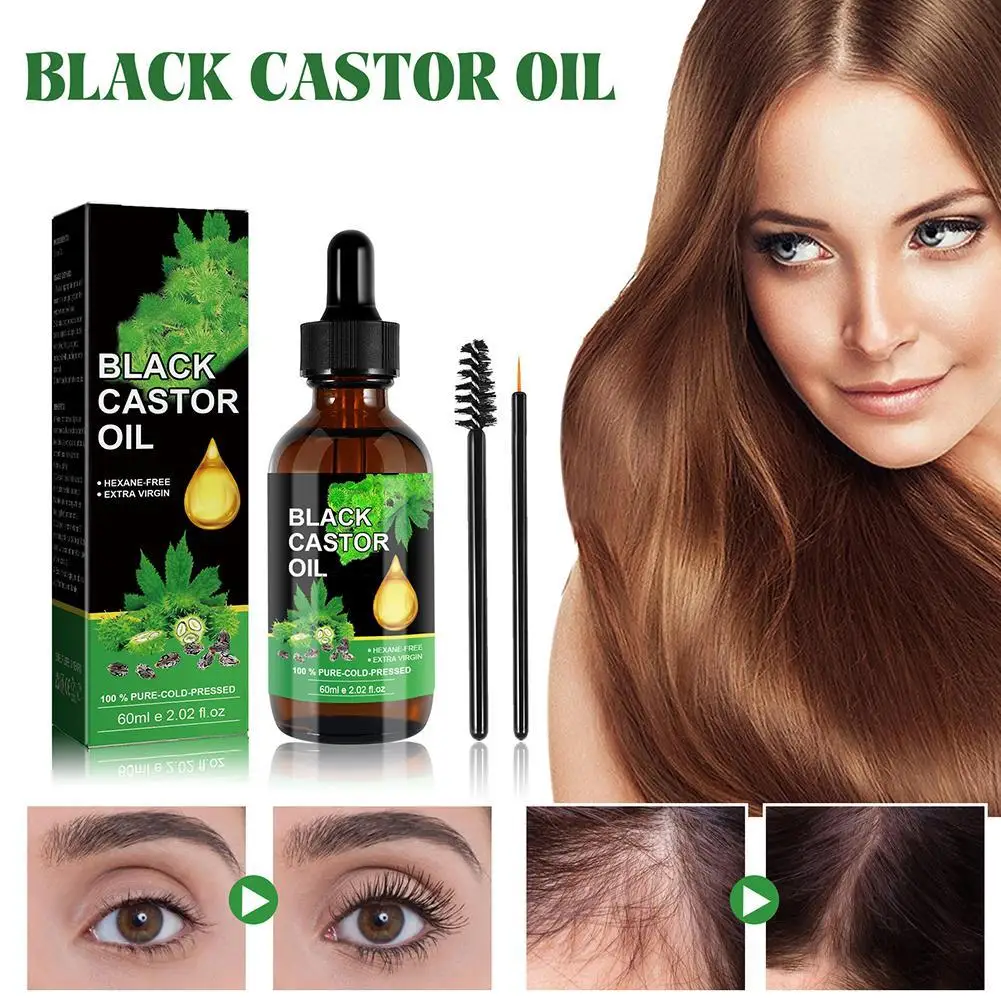 

Lot Black Castor Oil Nourishes Hair Regrowth Skin Massage Essential Oil Scalp Dense Hair Strengthening Hair Loss Prevention