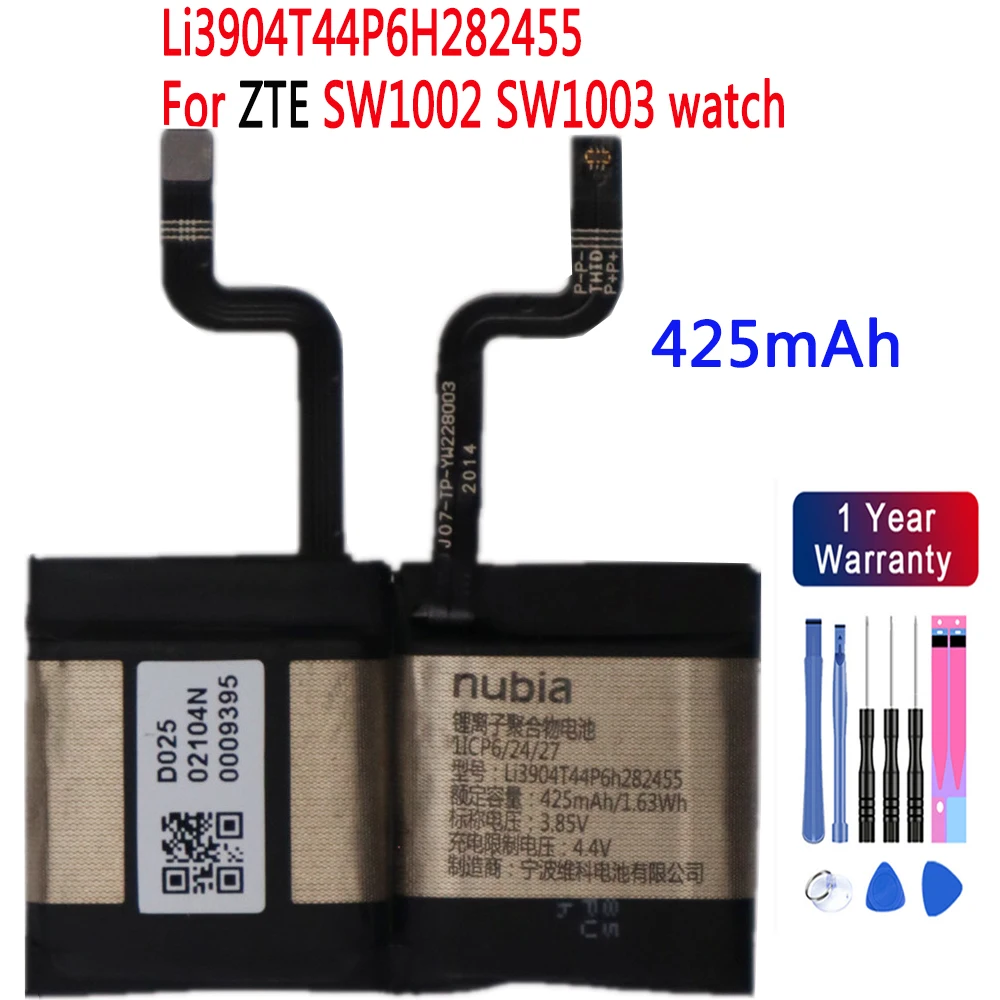 

2022 год, 100% оригинальный новый аккумулятор 425 мАч LI3904T44P6H282455 для часов ZTE SW1002 SW1003, батарейки с номером отслеживания