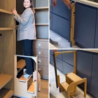 บันไดพับได้บางเฉียบสำหรับจัดเก็บในตู้ครัว น้ำหนักเบา กันลื่น ใช้ในครัวเรือน ดีไซน์อเนกประสงค์ ใช้ได้ทั้งซ้ายและขวา 2