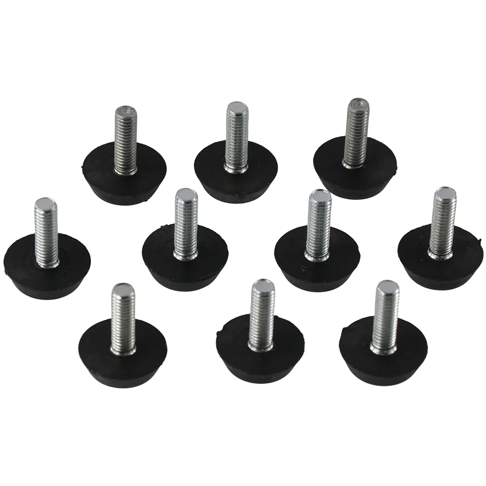 Set of 10 Adjustable Furniture Leveling Feet in Galvanized Steel