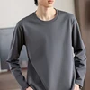 100% Pure Cotton Sweater Men's Round Neck Pullover 2024 Spring Autumn New Long Sleeved Sweater Casual Loose Knit Bottom Thin 2
