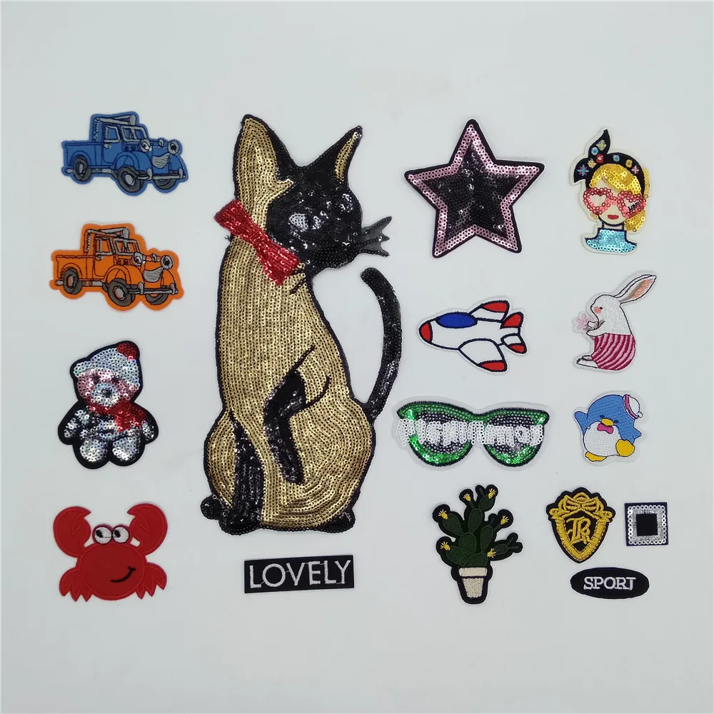 

New arrive Cartoon Sequin Patches for Clothes Iron Patch Sewing Embroidery Patch Decoration Clothing Decal Sticker Accessories