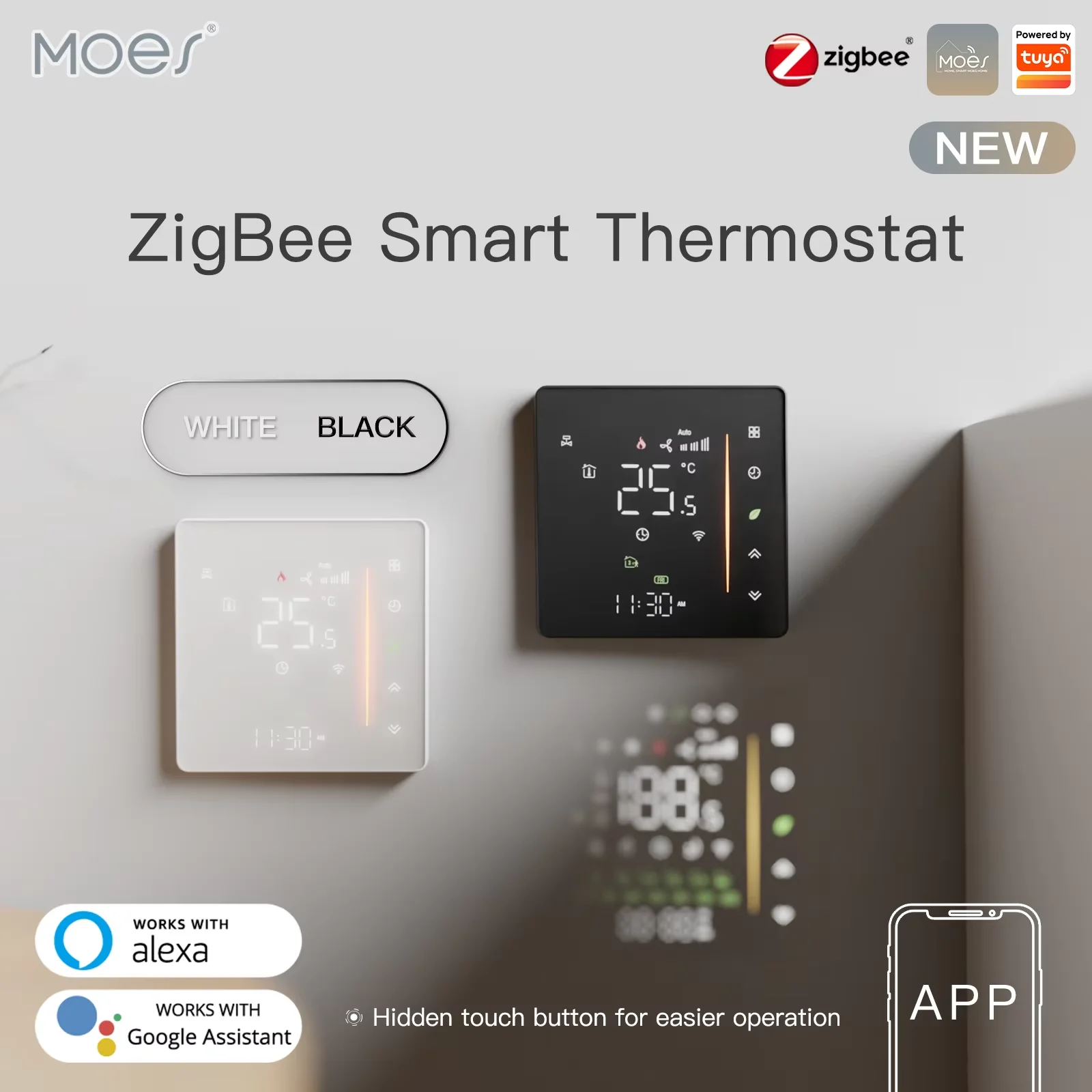 MOES Zigbee Thermostat อุณหภูมิห้อง Controller น้ํา/เครื่องทําความร้อนไฟฟ้าหม้อต้มแก๊สความชื้น Tuya ทํางานร่วมกับ Alex 5A16A 1