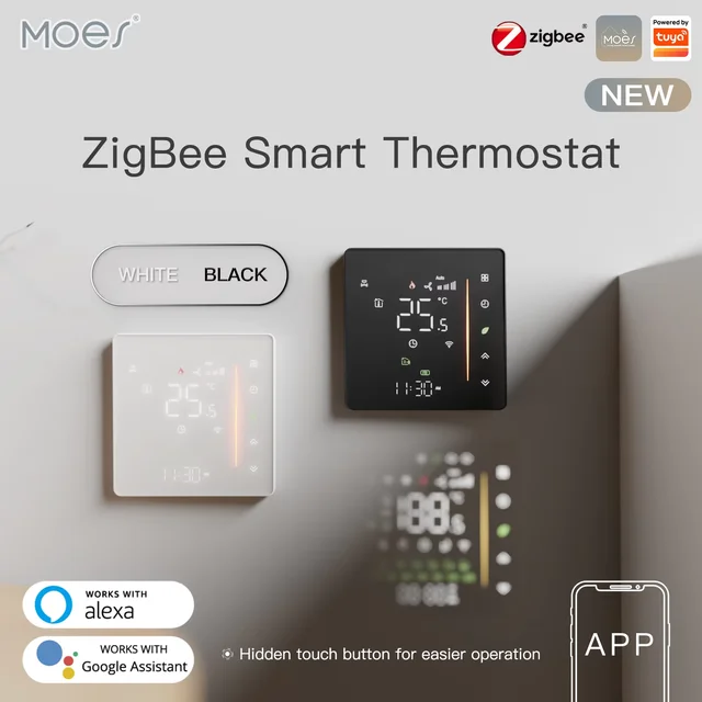 MOES Zigbee Thermostat อุณหภูมิห้อง Controller น้ํา/เครื่องทําความร้อนไฟฟ้าหม้อต้มแก๊สความชื้น Tuya ทํางานร่วมกับ Alex 5A16A 1