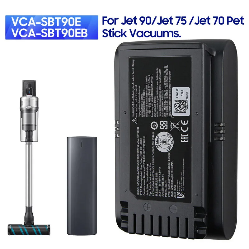 Nuova Batteria Di Ricambio Vca-Sbt90E Vca-Sbt90Eb Vca-Sbt90 Per Samsung Jet 70 Pet Jet 90E Jet 75 Stick Vacuum Battery