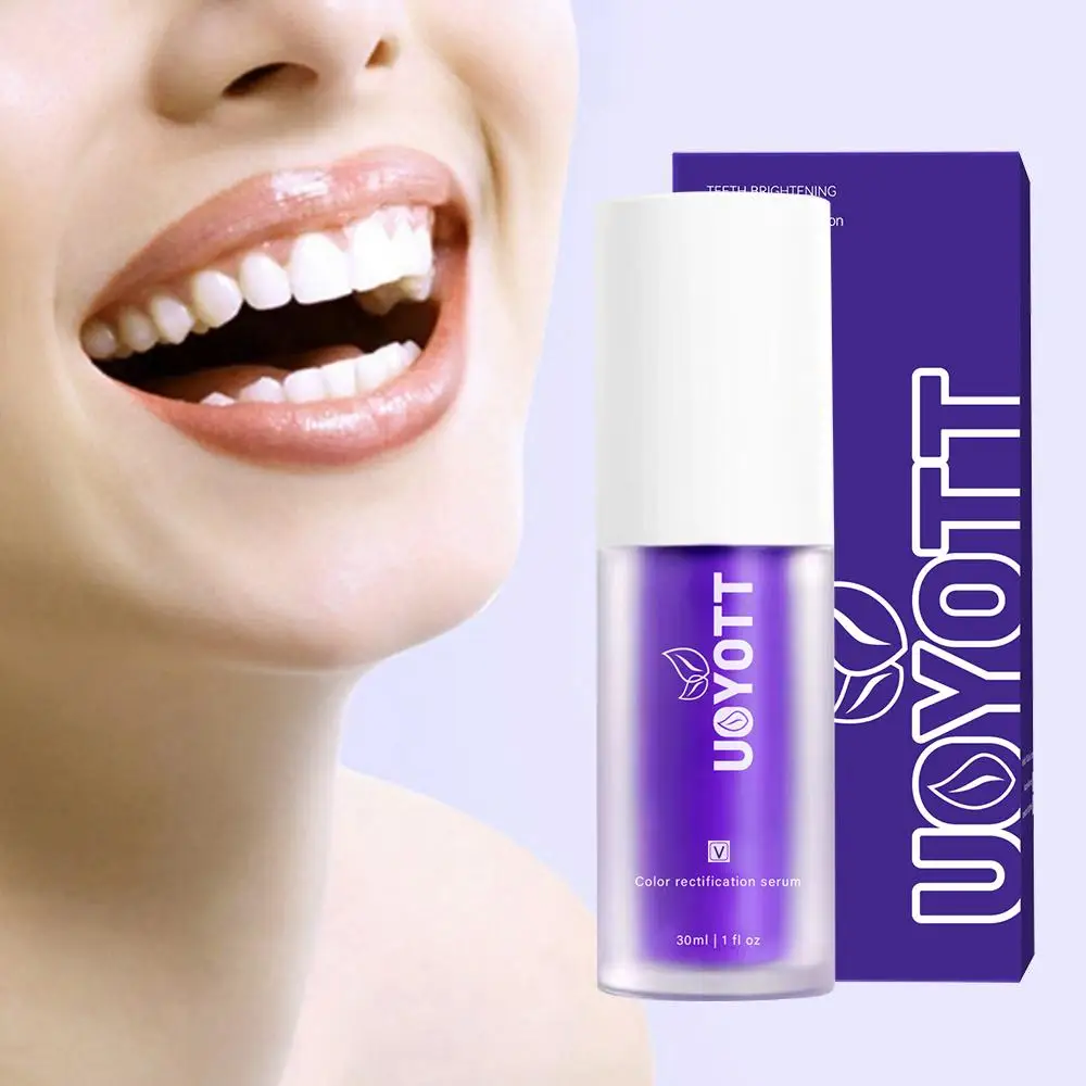 Creme dental roxo Proteção Gingiva, Limpa a cavidade oral, Ilumina os dentes brancos, Removendo cuidados dentários amarelados, 30ml
