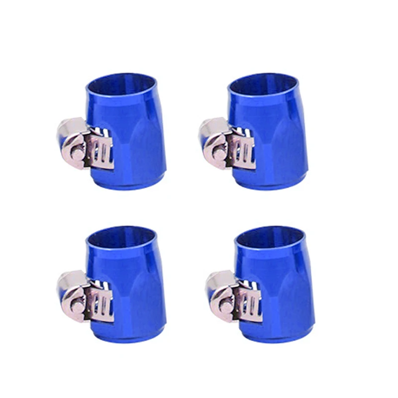 

4Pcs Blue AN6 Aluminum Alloy Fuel Hose Fitting Clamp Adaptor Finisher Fit for Universal Car Accessories