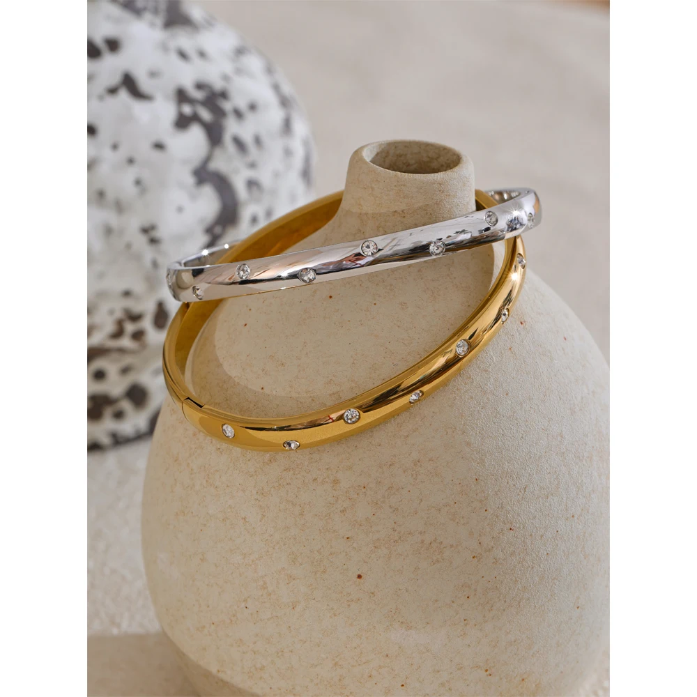 Yhpup Stainless Steel Cubic Zirconia Bracelet Women