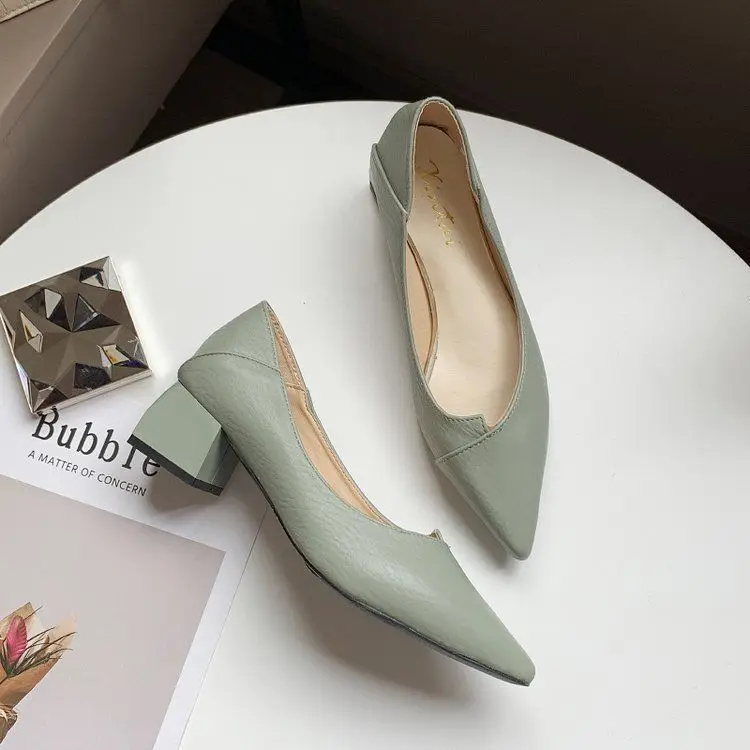 2025 sommer Neue Spitz Mittlere Ferse frauen Einzelnen Schuhe frauen Mode High Heel Flacher Mund frauen Schuhe – Detail 3