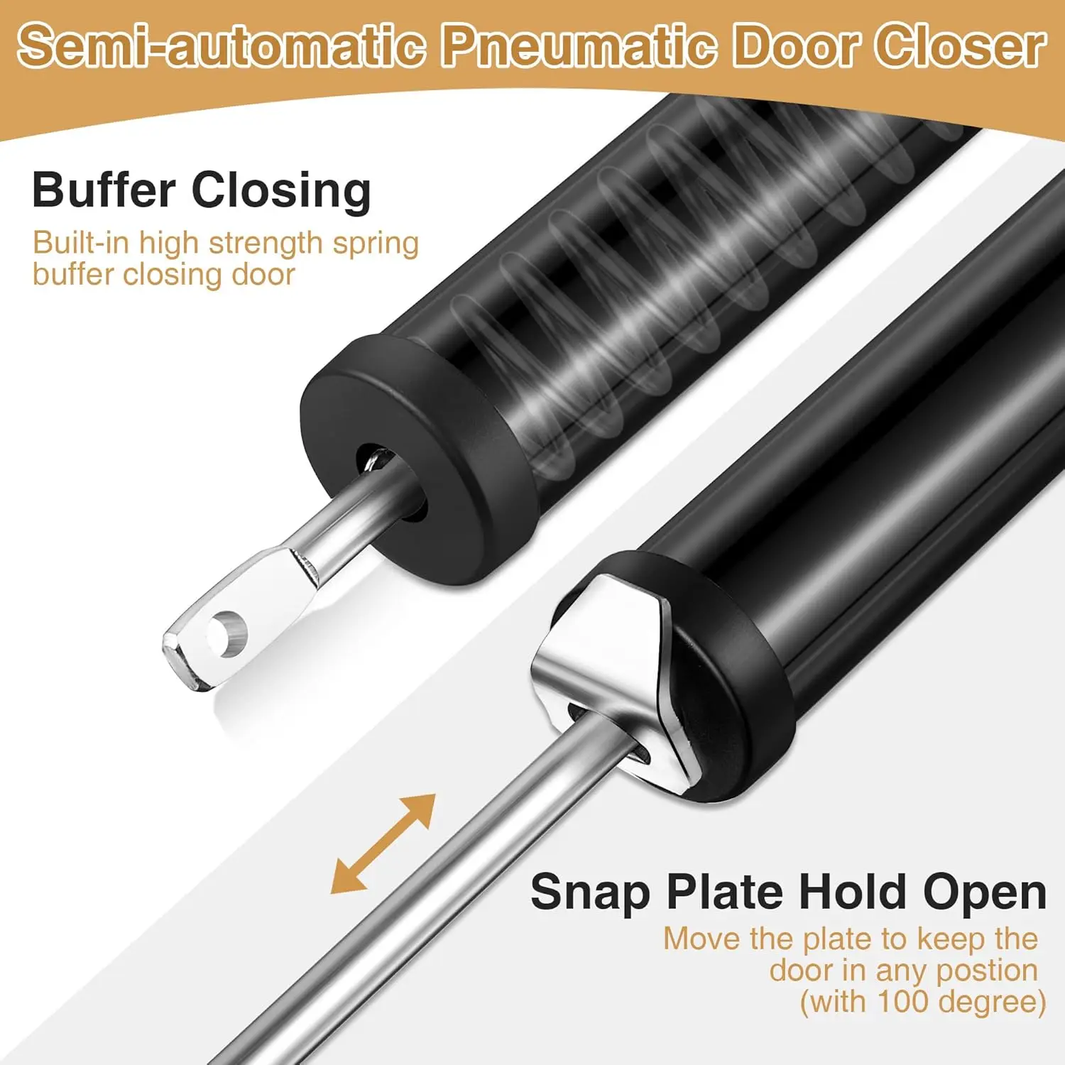 Duty Pneumatic Door Closer, Window Closer, Snap Plate Hold Open Feature & Smooth Closing Motion,Adjustable Closing Speed