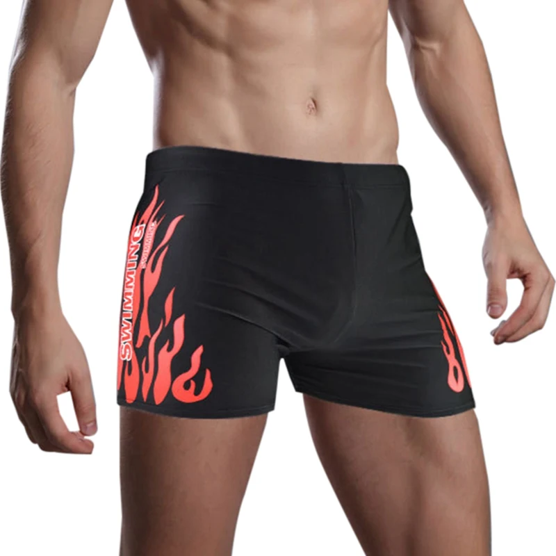 Men's Swim Shorts Fire Printed Swimsuit Swimming Trunks Swimming Briefs Breathable Swimwear XL-XXXXL