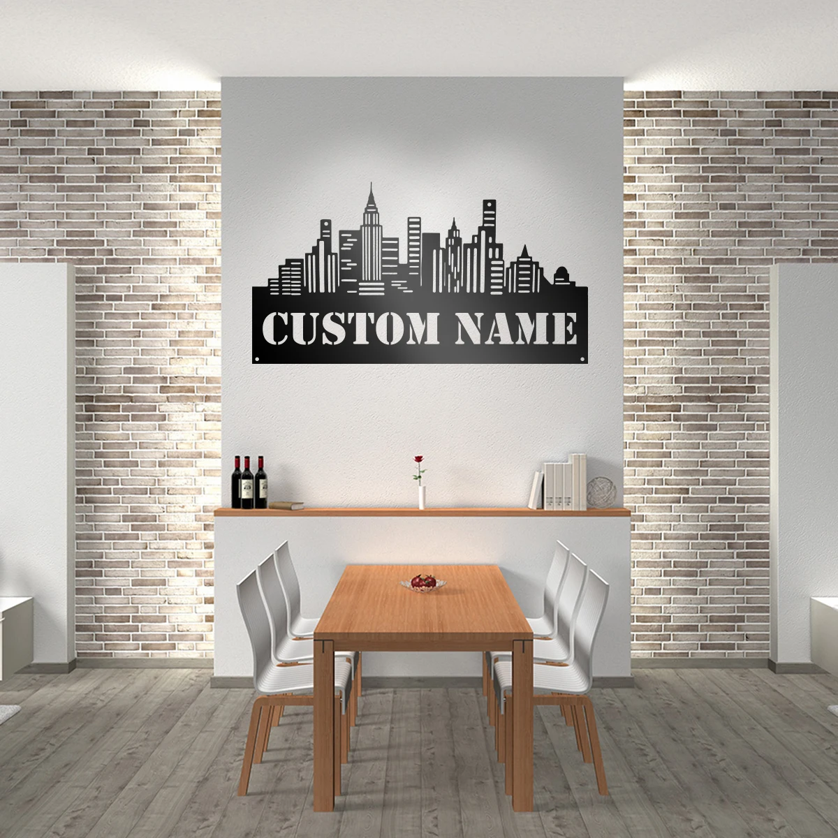 City Personalization custom name Metal Wall Art Sign Farmhouse Hanging Decor Black Cutout Plaque Home Office Living Room Bedroom